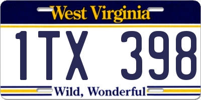 WV license plate 1TX398