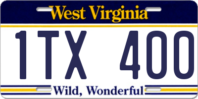 WV license plate 1TX400