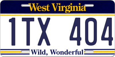 WV license plate 1TX404