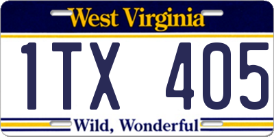 WV license plate 1TX405