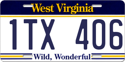 WV license plate 1TX406