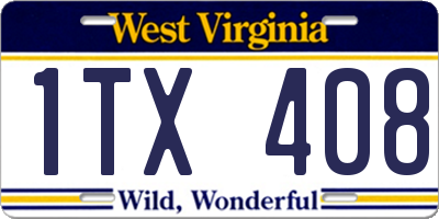 WV license plate 1TX408