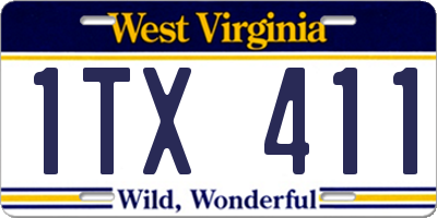 WV license plate 1TX411