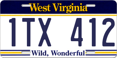 WV license plate 1TX412