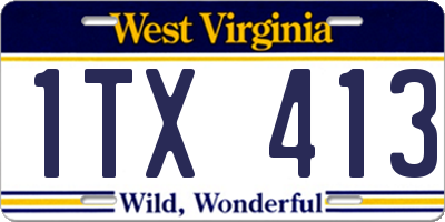 WV license plate 1TX413