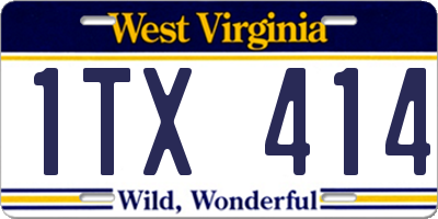 WV license plate 1TX414