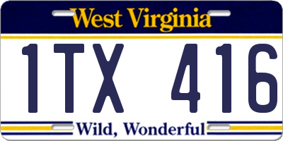 WV license plate 1TX416