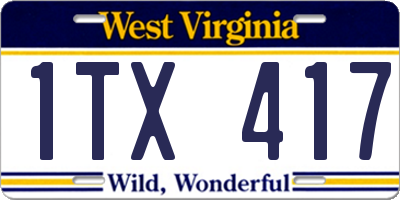 WV license plate 1TX417