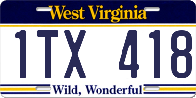 WV license plate 1TX418
