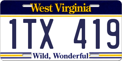 WV license plate 1TX419