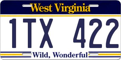 WV license plate 1TX422