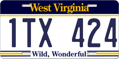WV license plate 1TX424