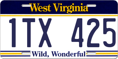 WV license plate 1TX425