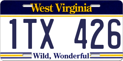 WV license plate 1TX426