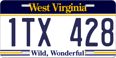 WV license plate 1TX428