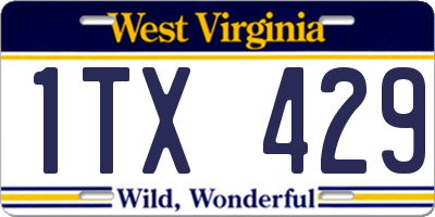 WV license plate 1TX429