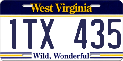 WV license plate 1TX435