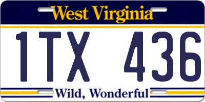 WV license plate 1TX436