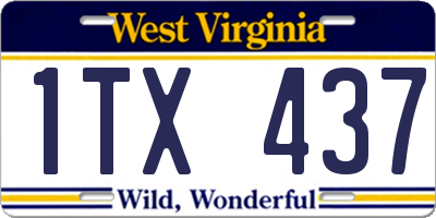 WV license plate 1TX437