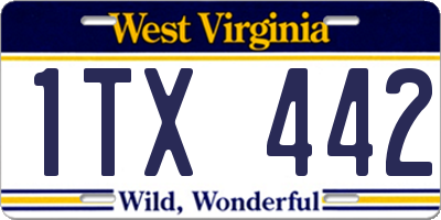 WV license plate 1TX442