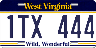 WV license plate 1TX444