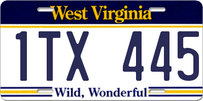 WV license plate 1TX445
