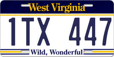 WV license plate 1TX447