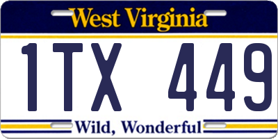 WV license plate 1TX449