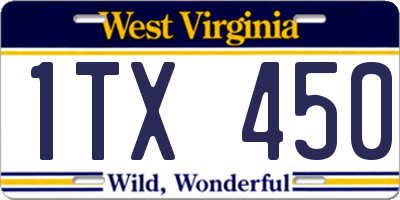 WV license plate 1TX450