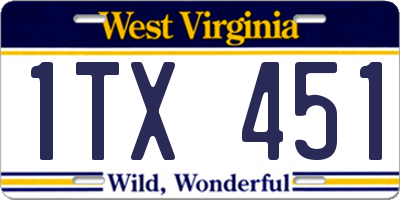 WV license plate 1TX451