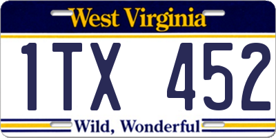 WV license plate 1TX452