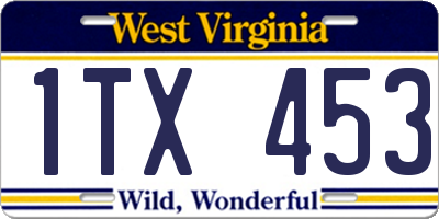 WV license plate 1TX453
