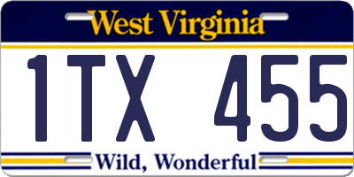 WV license plate 1TX455