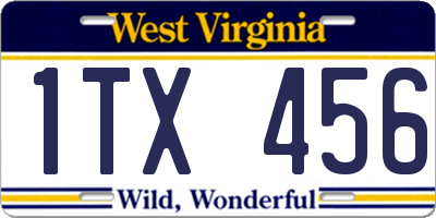 WV license plate 1TX456