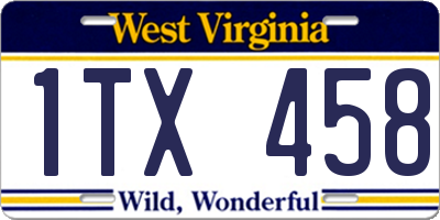 WV license plate 1TX458