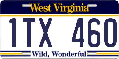 WV license plate 1TX460
