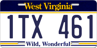 WV license plate 1TX461