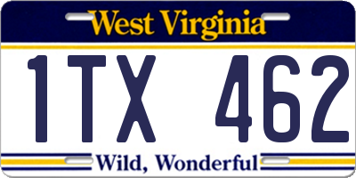 WV license plate 1TX462