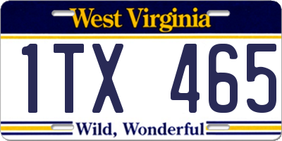 WV license plate 1TX465