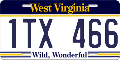 WV license plate 1TX466