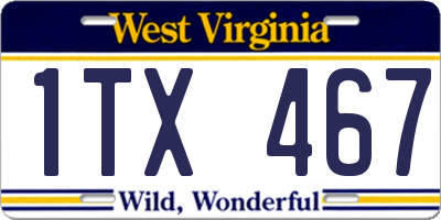 WV license plate 1TX467