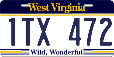WV license plate 1TX472