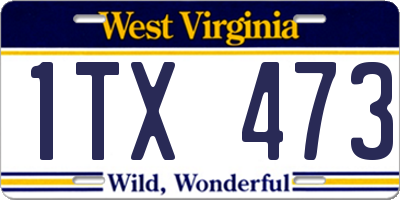 WV license plate 1TX473