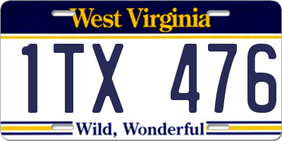 WV license plate 1TX476