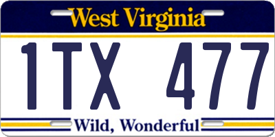 WV license plate 1TX477