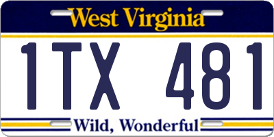 WV license plate 1TX481