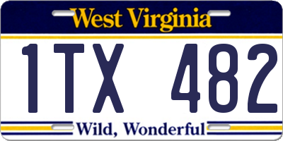 WV license plate 1TX482