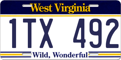 WV license plate 1TX492