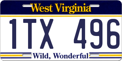 WV license plate 1TX496