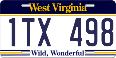 WV license plate 1TX498